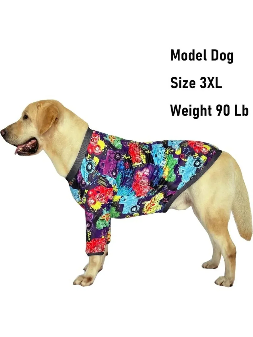 Monster Truck Pattern Dog T-Shirt | Soft Pajamas for Large Dogs | 2XL Pet